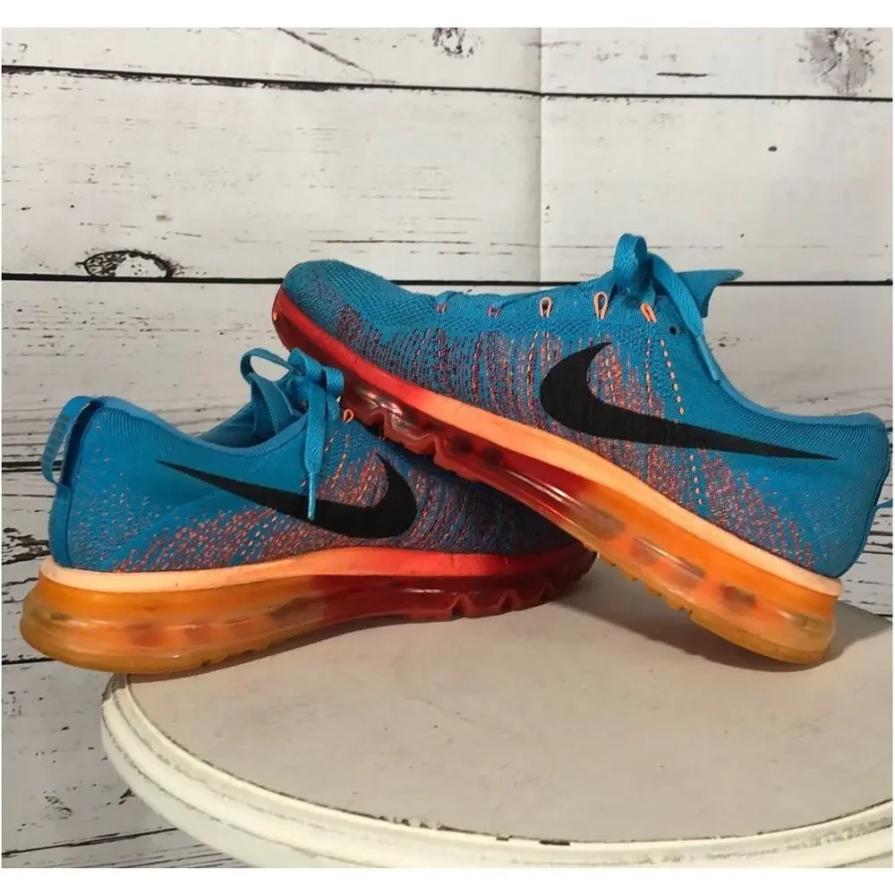 Nike Flyknit Air Max (Vivid Blue/Atomic Orange) size 10